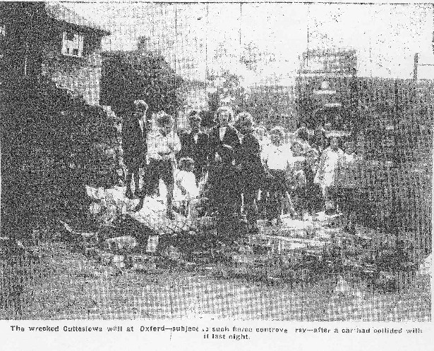 The Cutteslowe Wall after a car crashes into it in 1936.